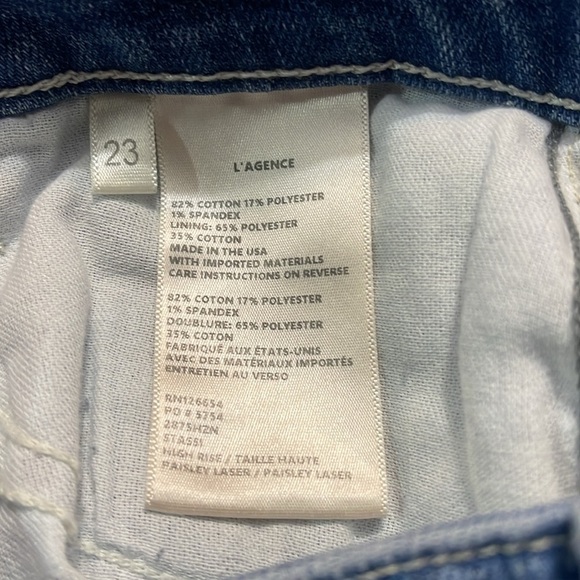 L'AGENCE Stassi High Rise Sleek Baby Boot 5 pocket Trendy Jeans in Paisley 23 - Picture 4 of 4
